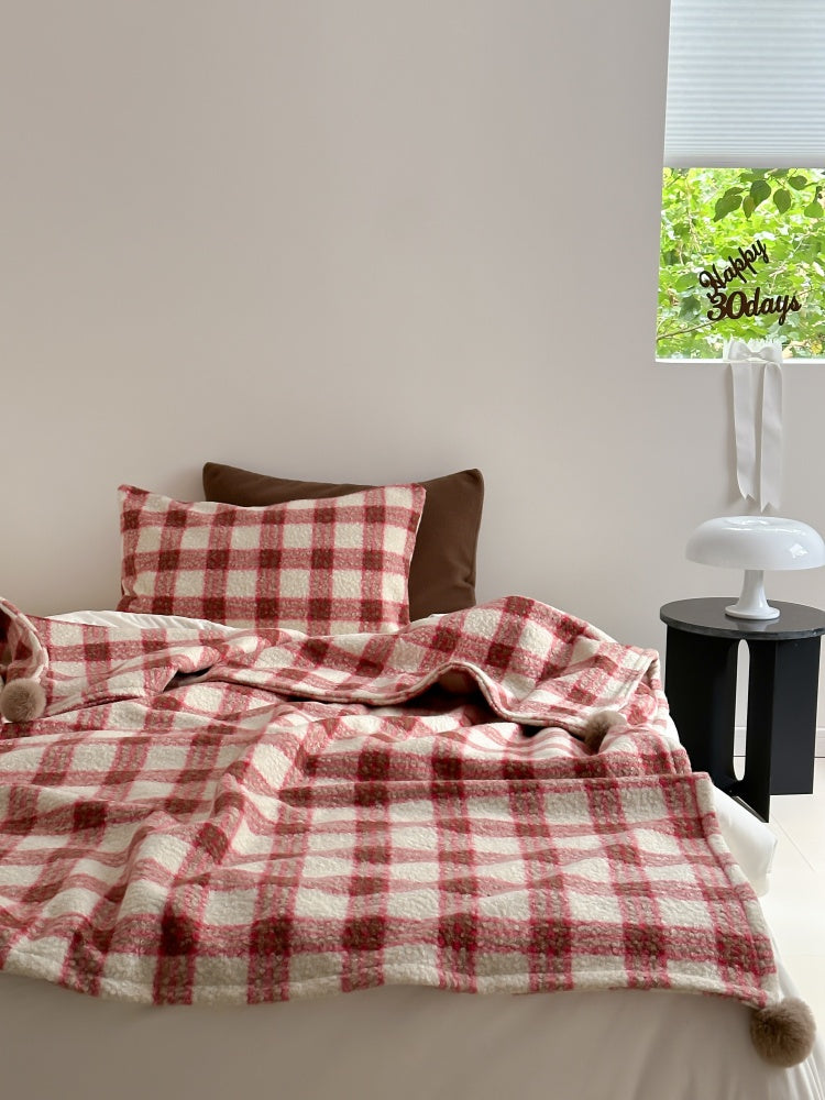 Retro Red Plaid Blanket